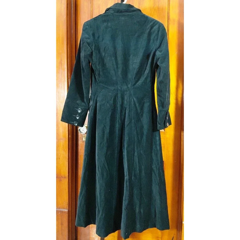 Newport News SP Petite Black Velvet Velour Double Breasted Maxi Trench Coat - Picture 9 of 11